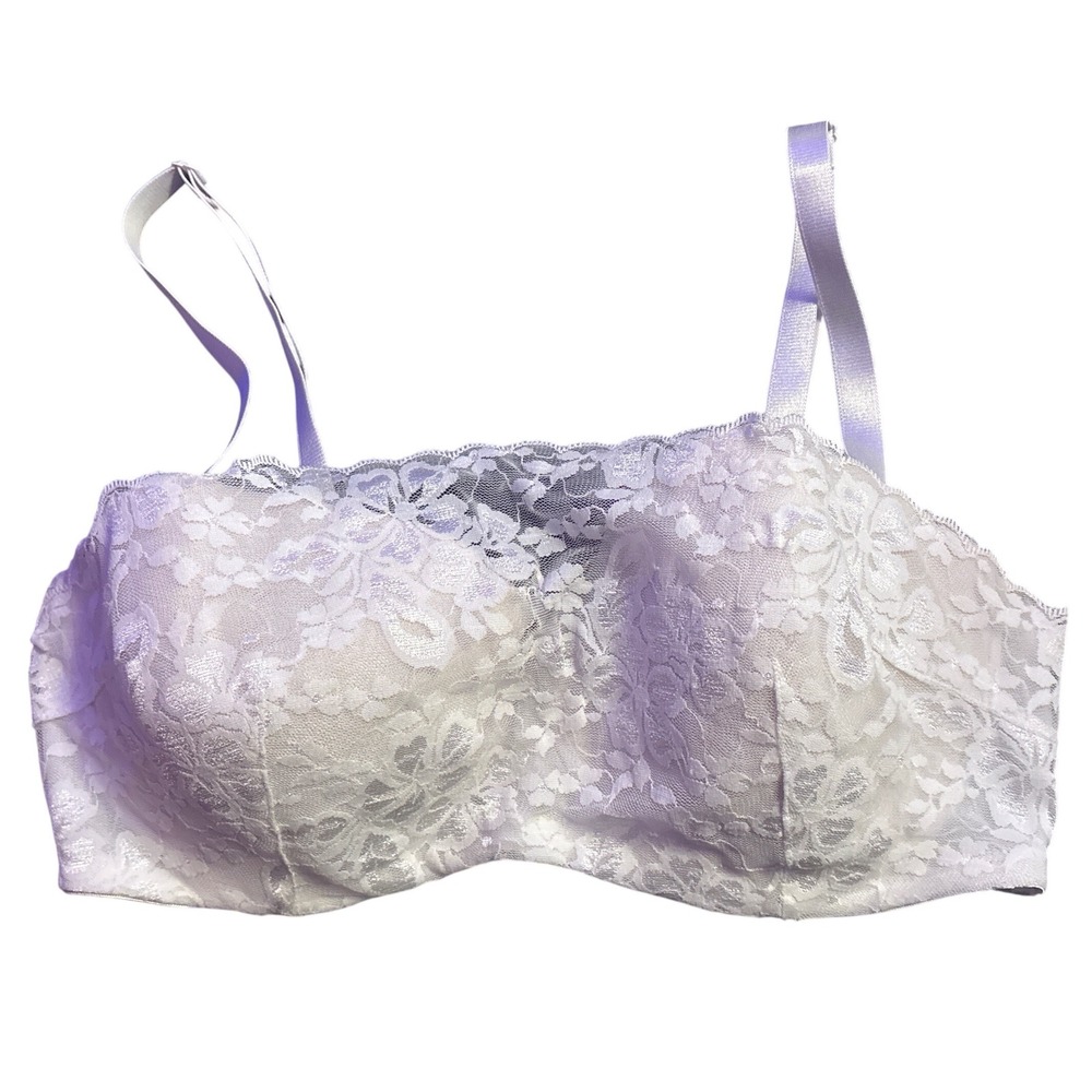 White Floral Lace Full Figure Underwire Bra Padded Full Coverage Size 40C